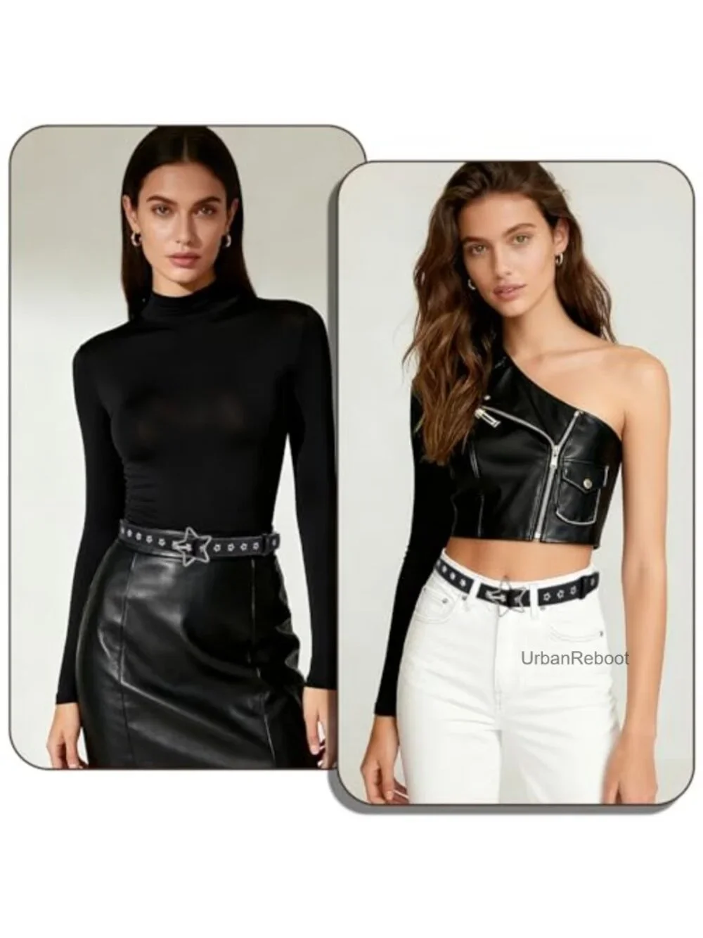 Y2K Star Studded PU Leather Belt Punk Goth Waist Belt for Women